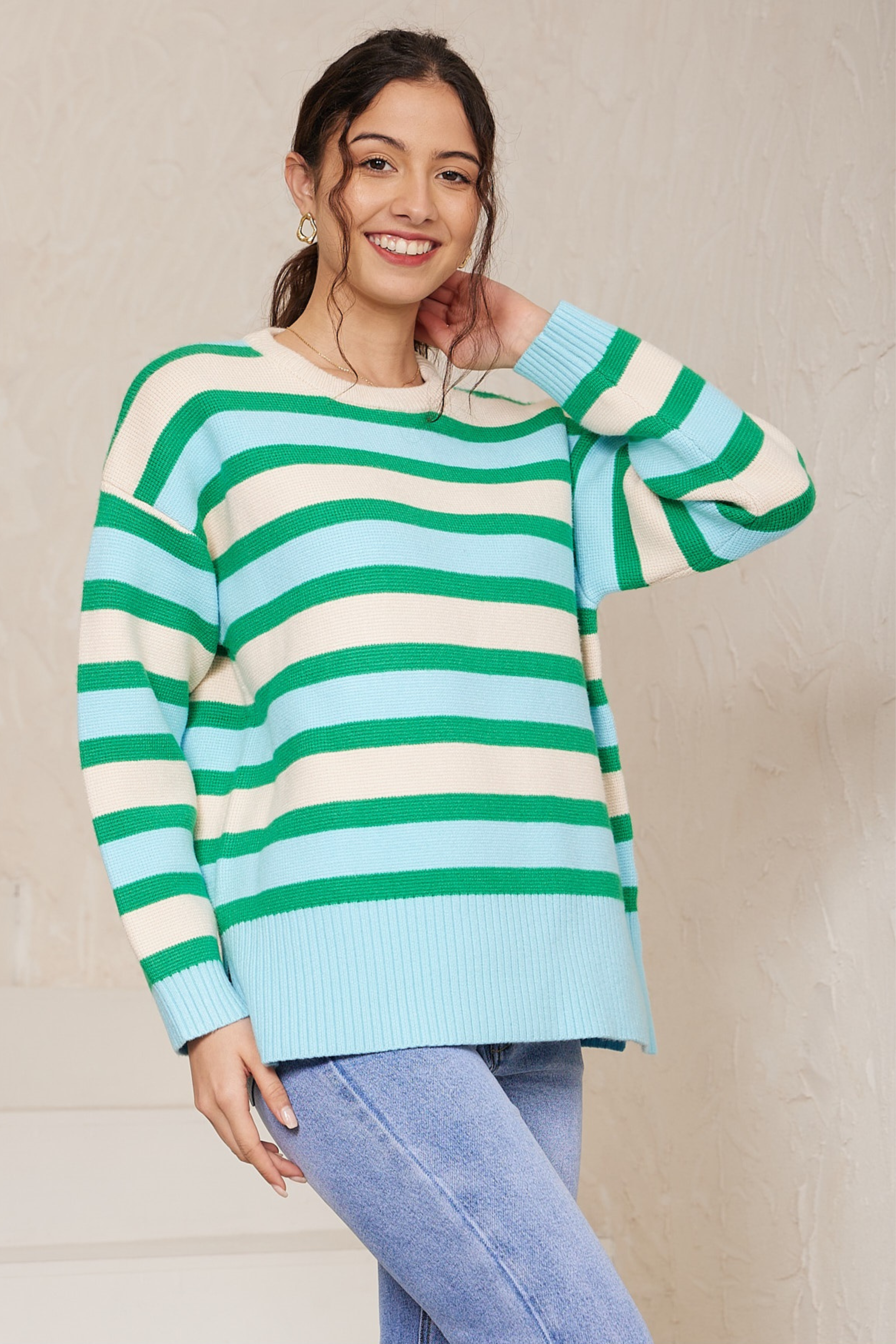 CHESTER Knit in Blue and Green Stripe