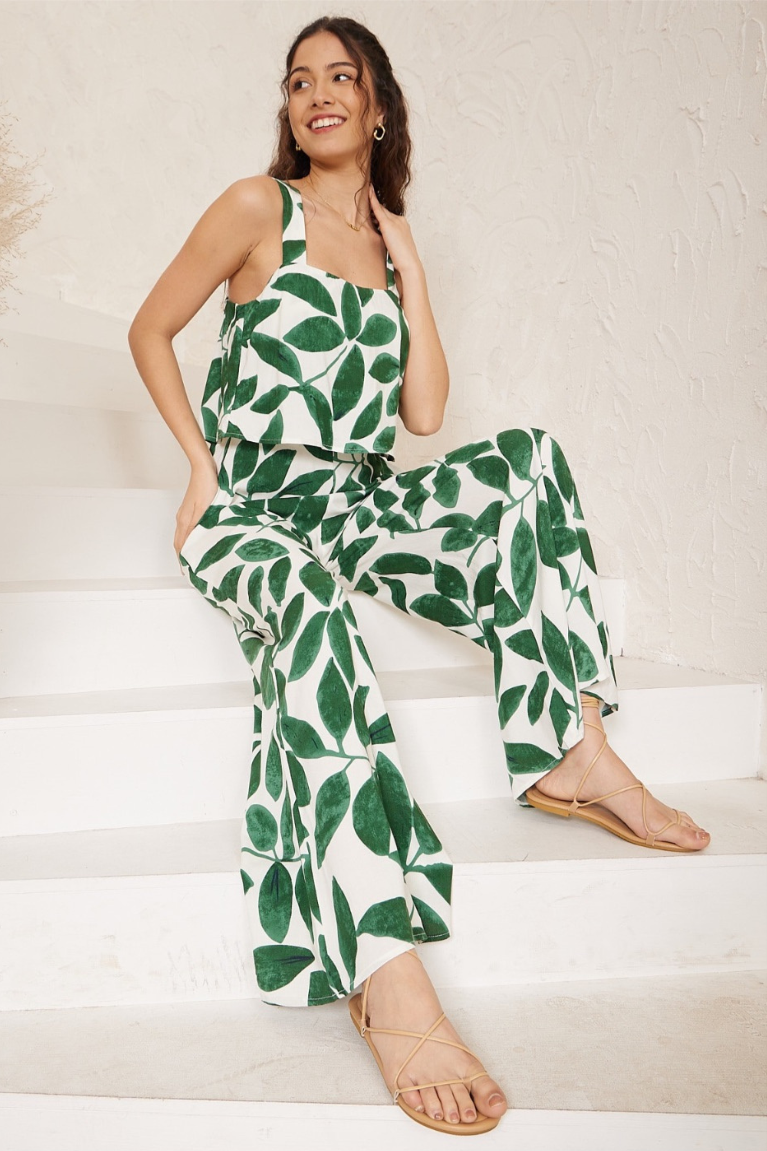 KOKO Jumpsuit in White and Green