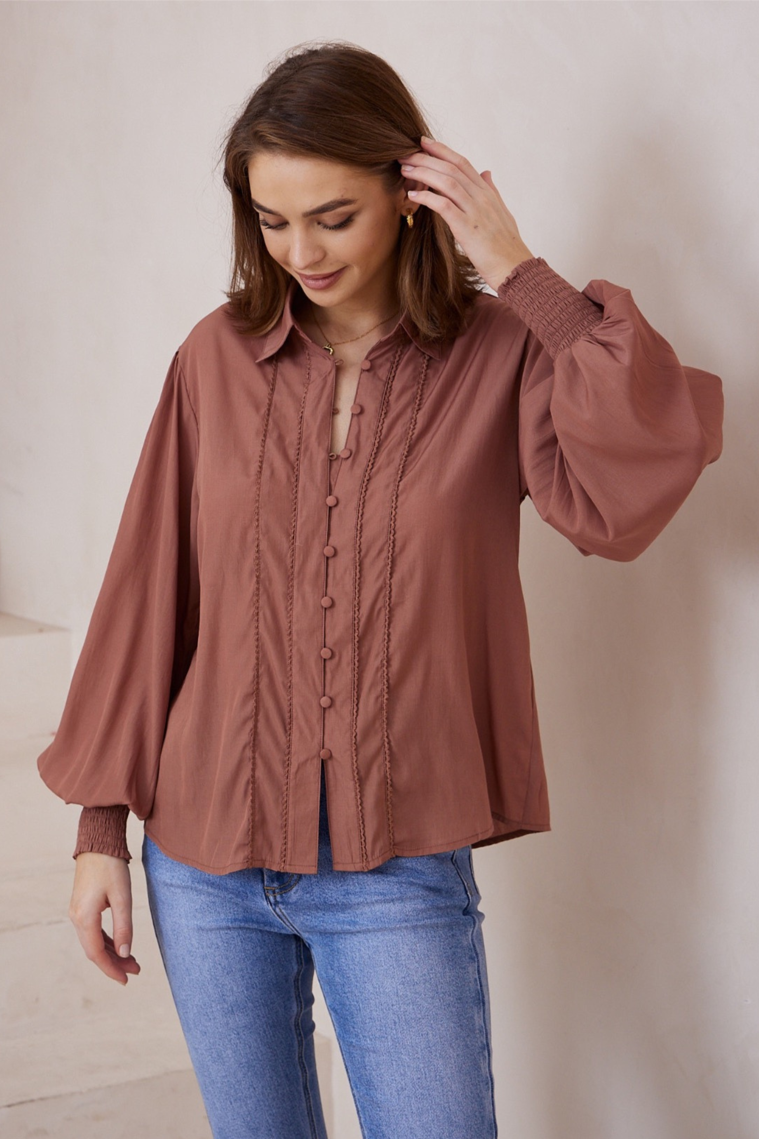 Charlotte Shirt in Chocolate Brown