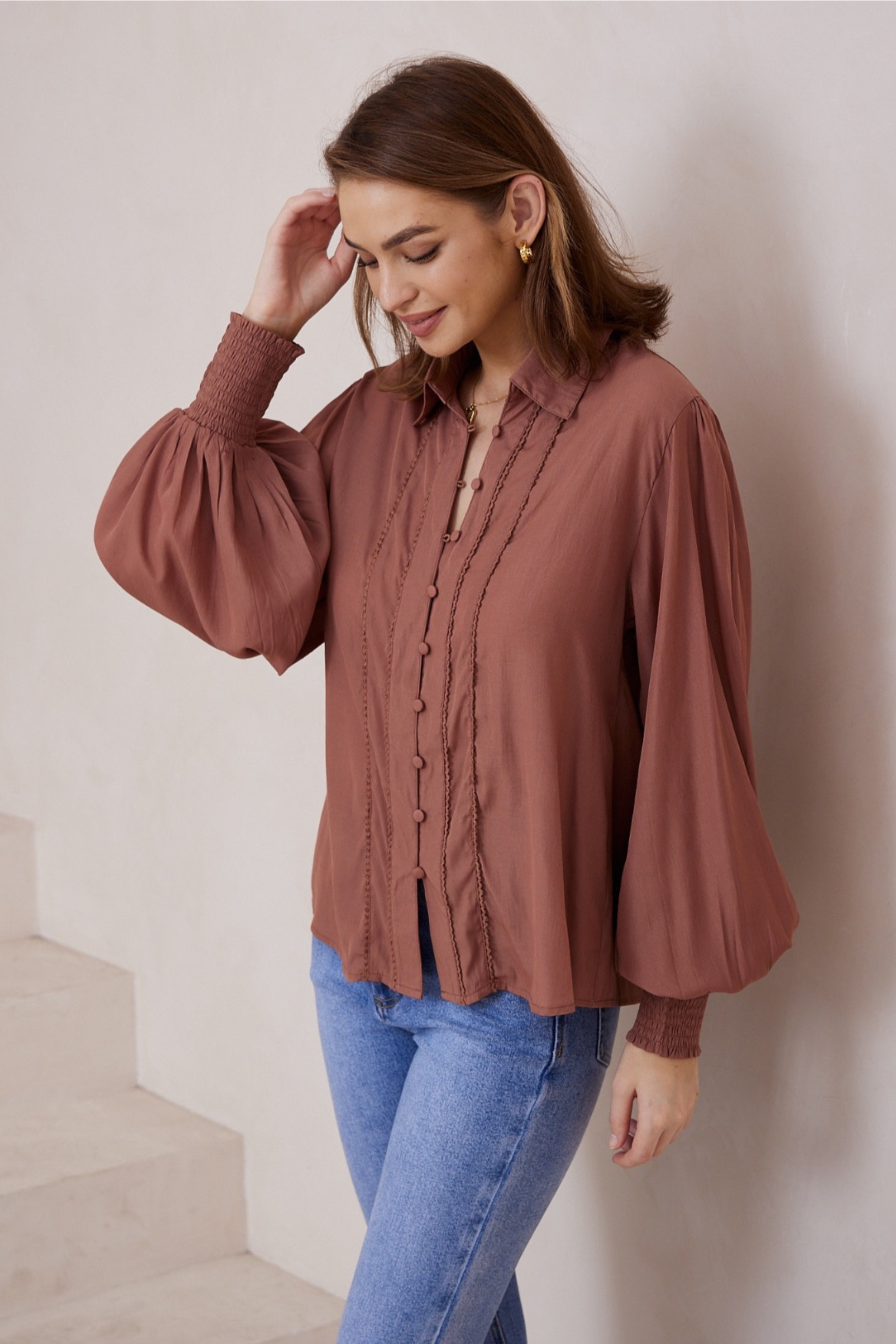 Charlotte Shirt in Chocolate Brown