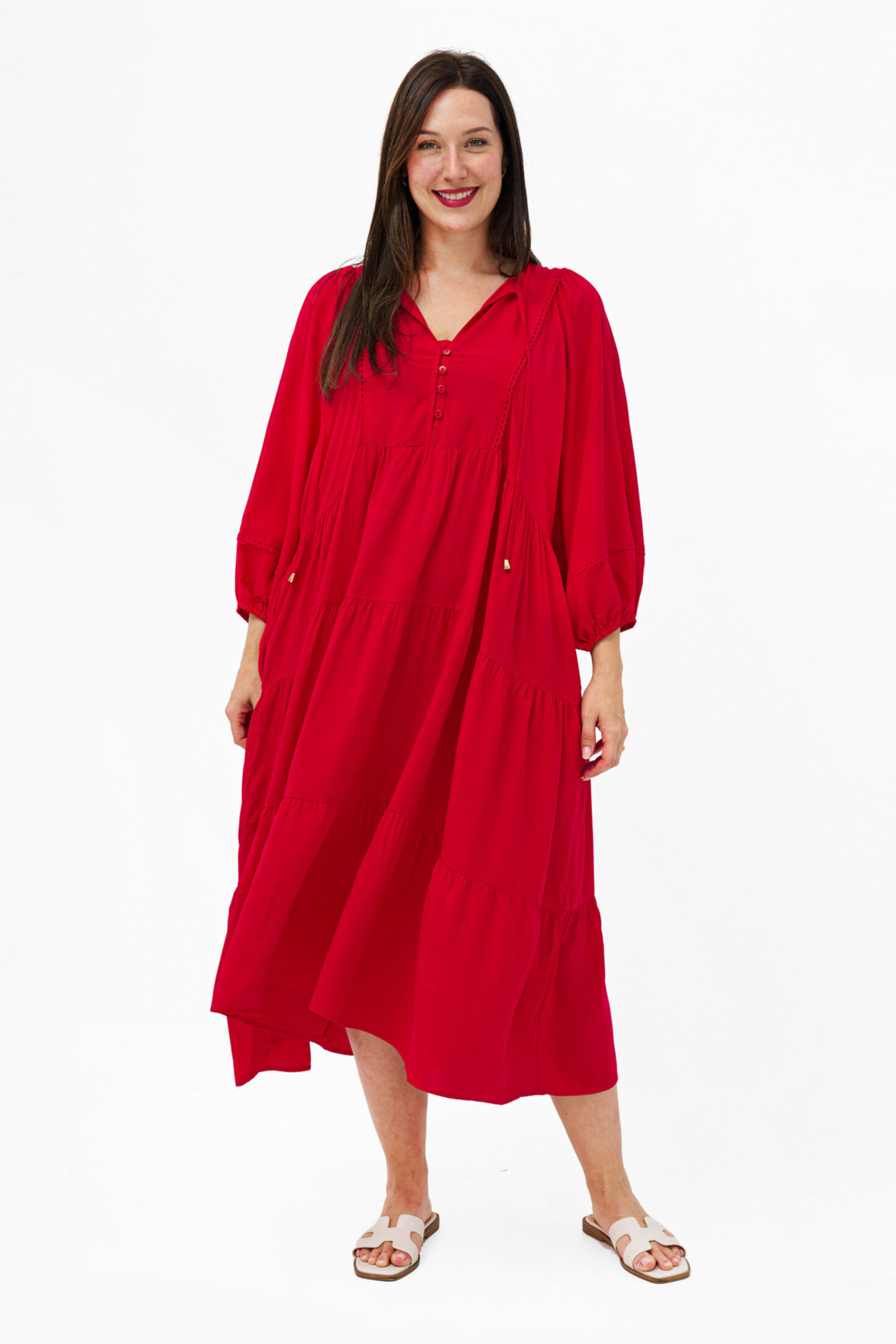 HATTIE Midi Dress in Red