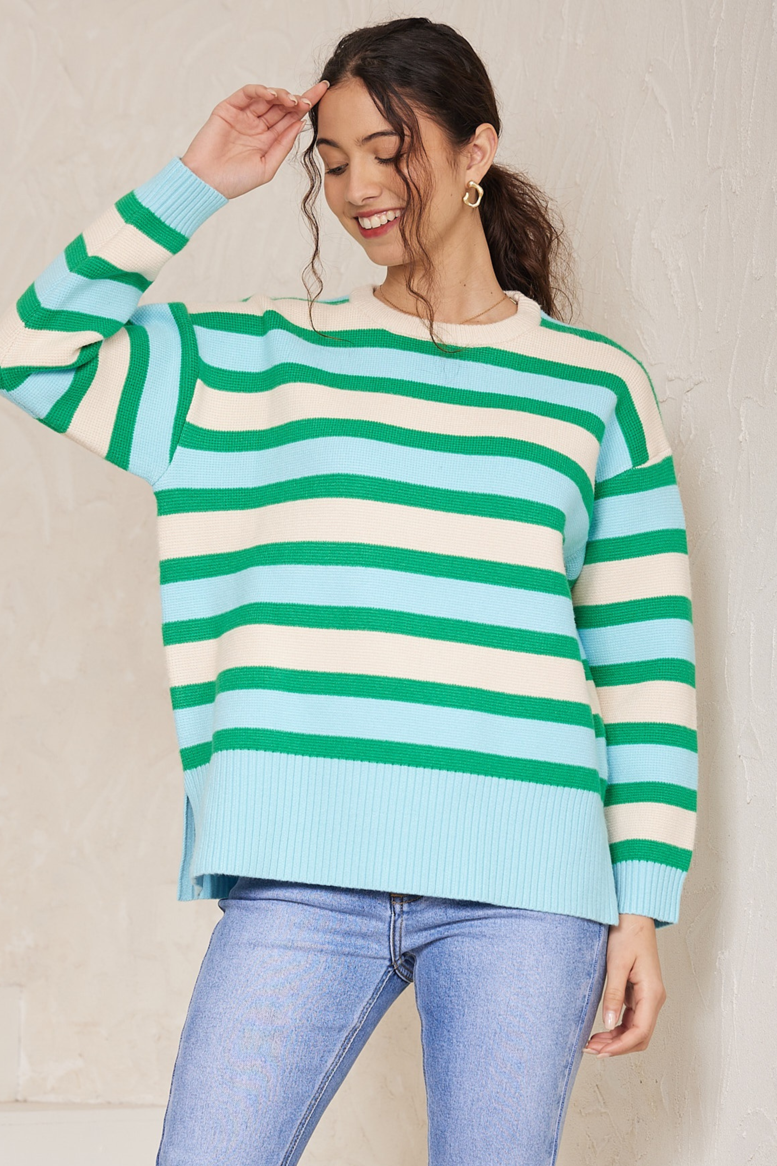 CHESTER Knit in Blue and Green Stripe