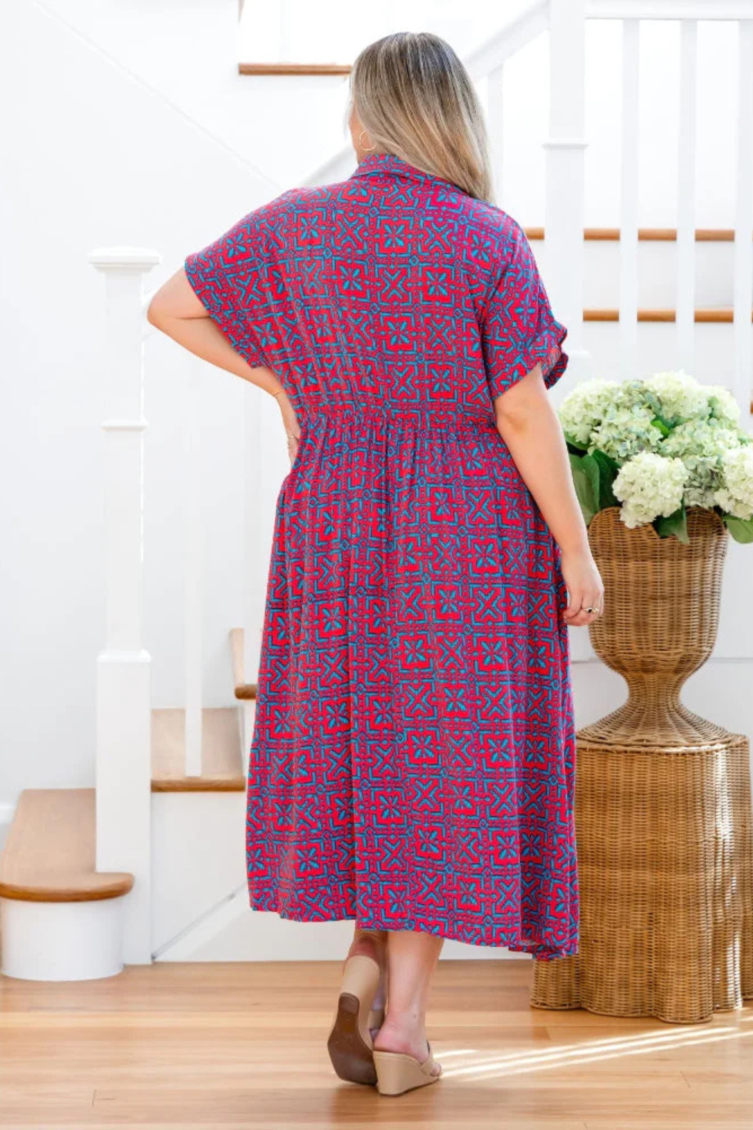 Juno Dress in Pink and Turquoise