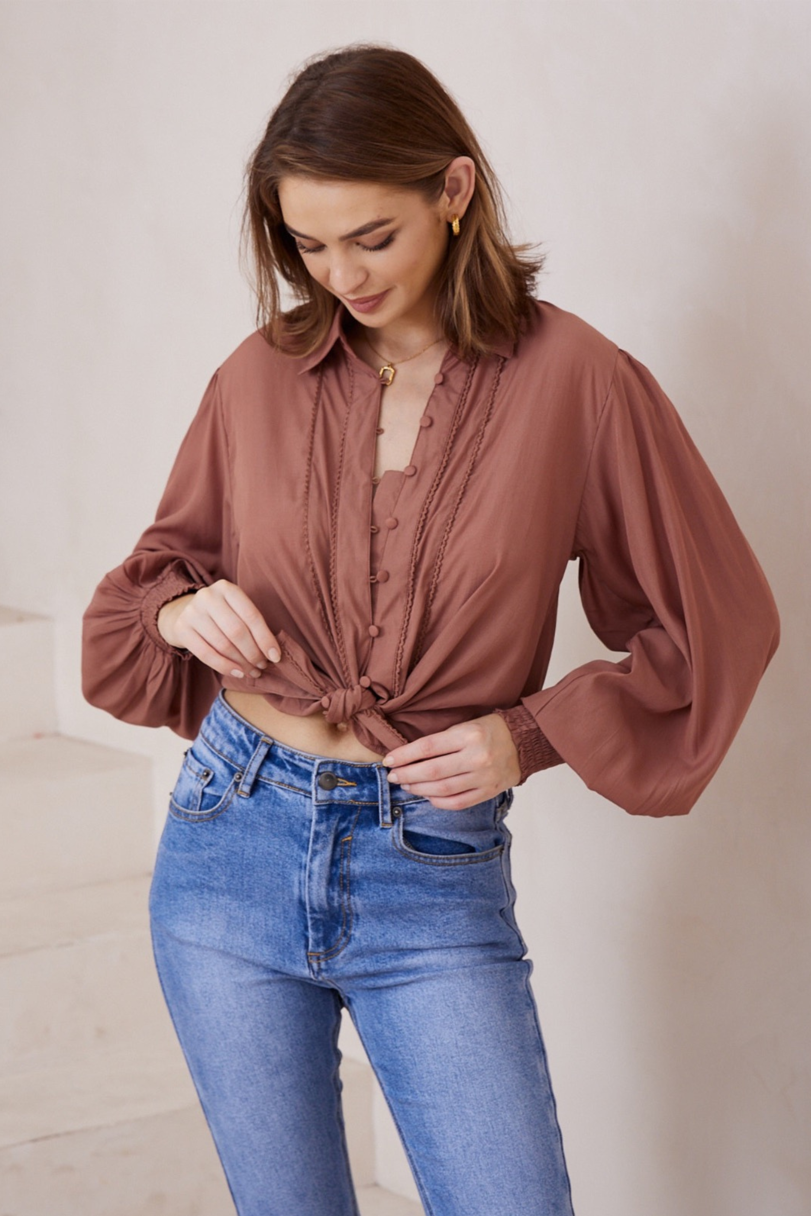 Charlotte Shirt in Chocolate Brown