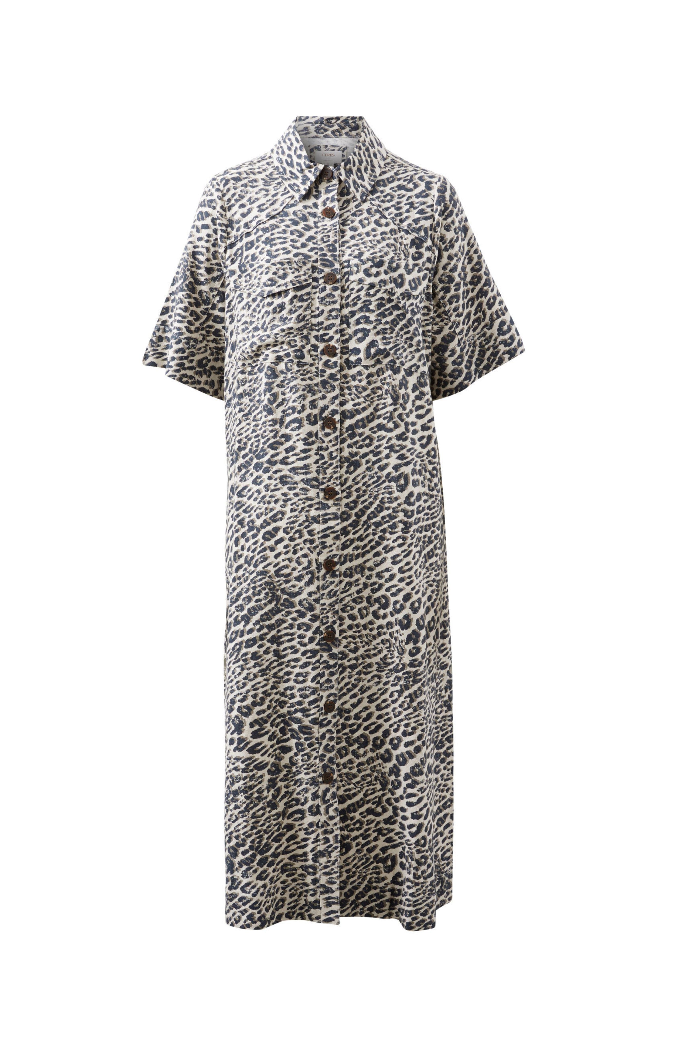 Ava Short Sleeve Midi Dress in Animal Print
