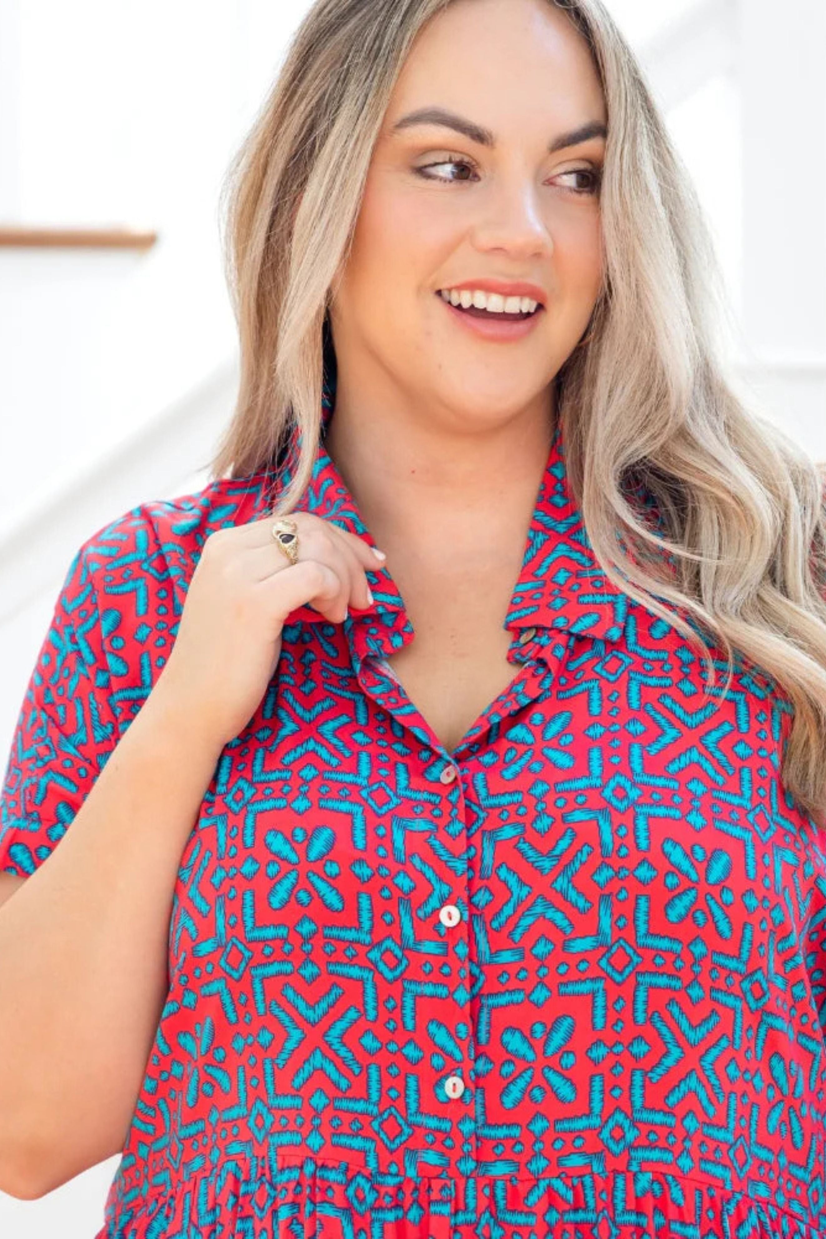 Juno Dress in Pink and Turquoise