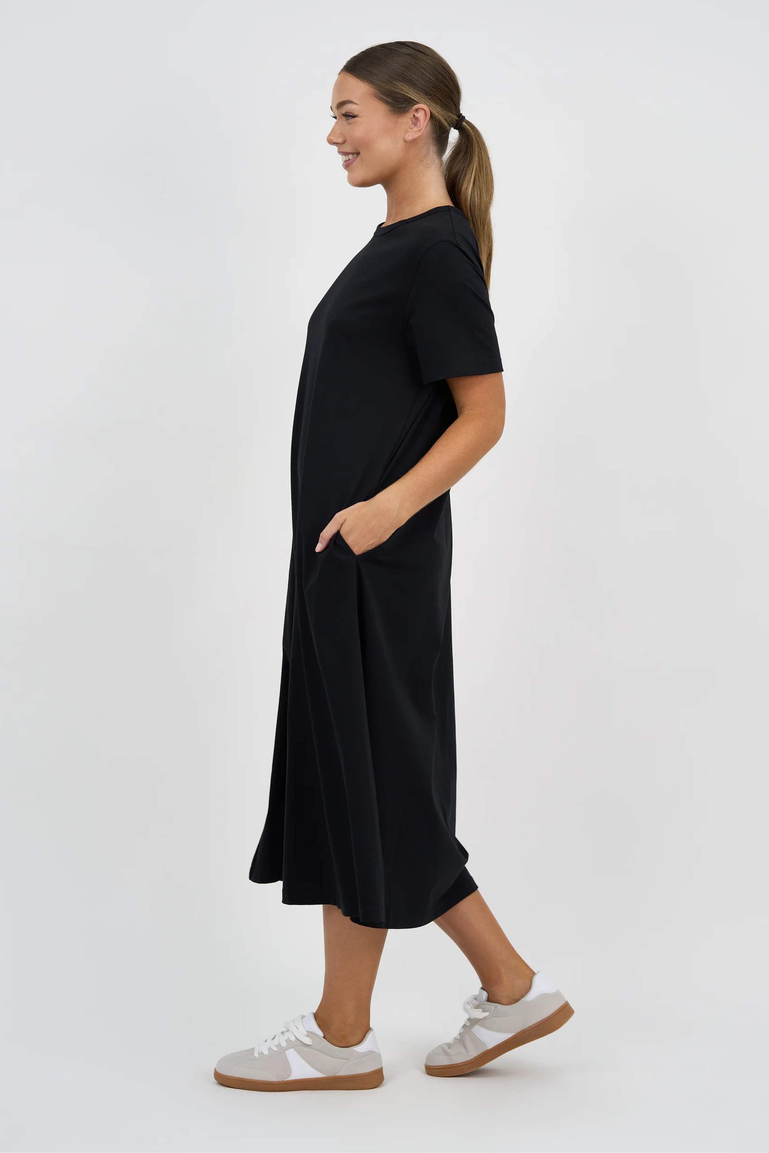 **Pre-Order** Tilly Cotton Jersey Stripe Dress - Black