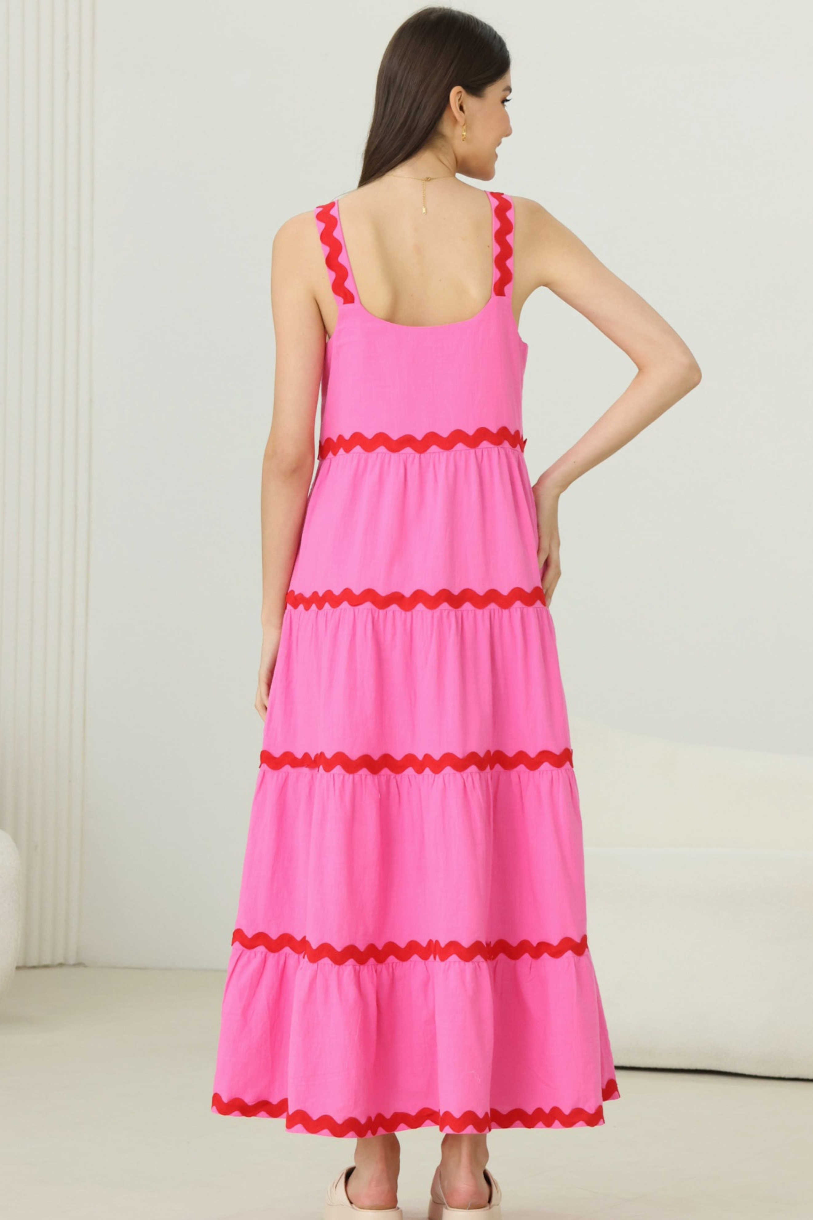 KIKI Maxi Dress in Pink and Red
