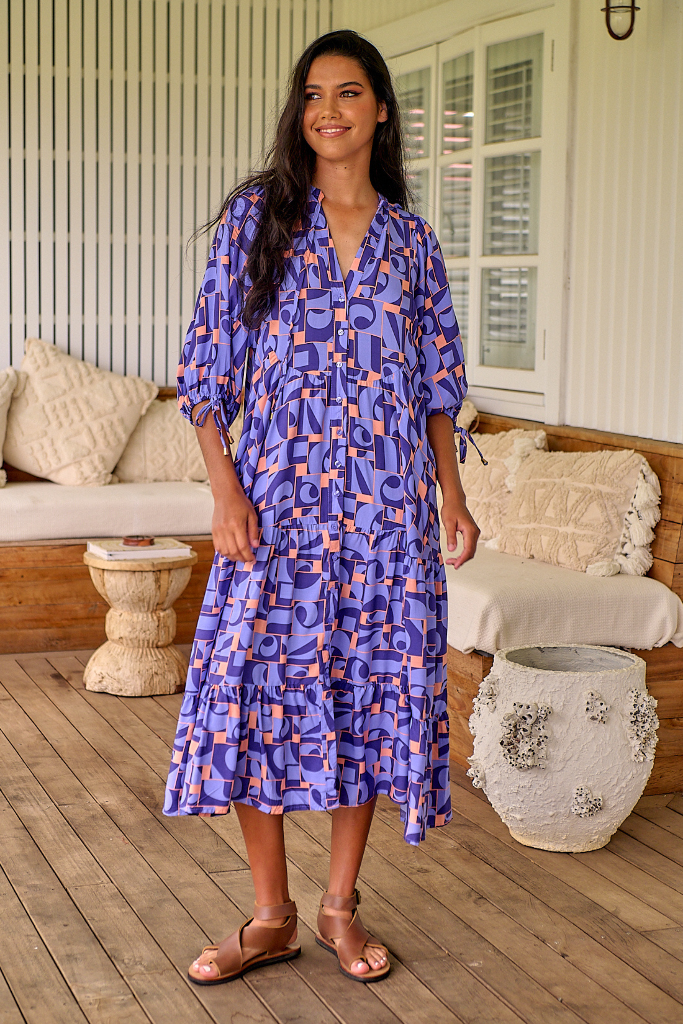 RIA Midi Dress in Abbi Print — Social Fabric Clothing