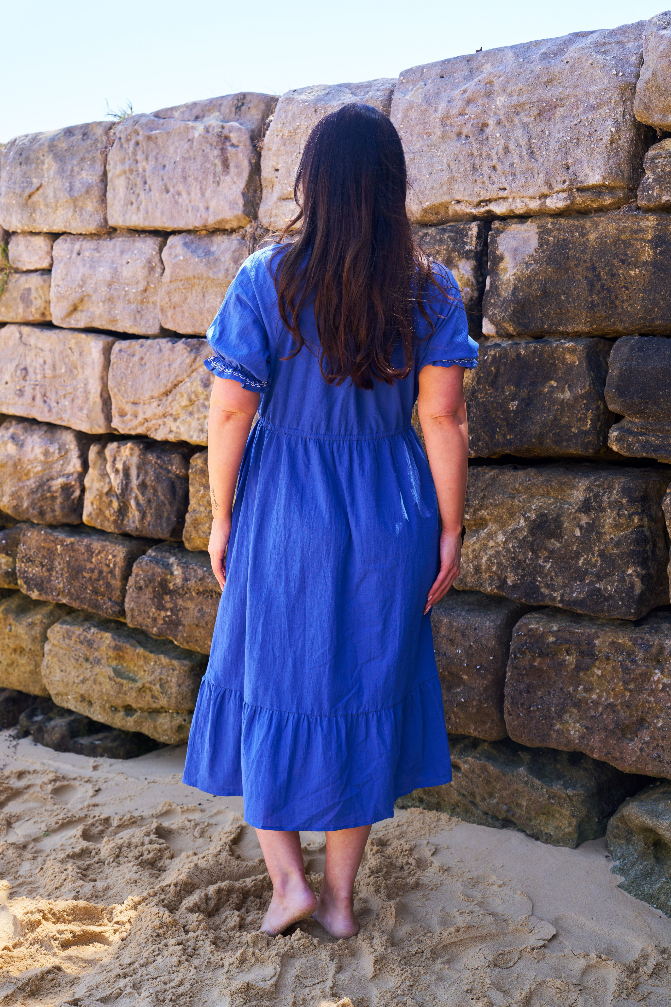 Delilah Midi Dress in Cornflower Blue