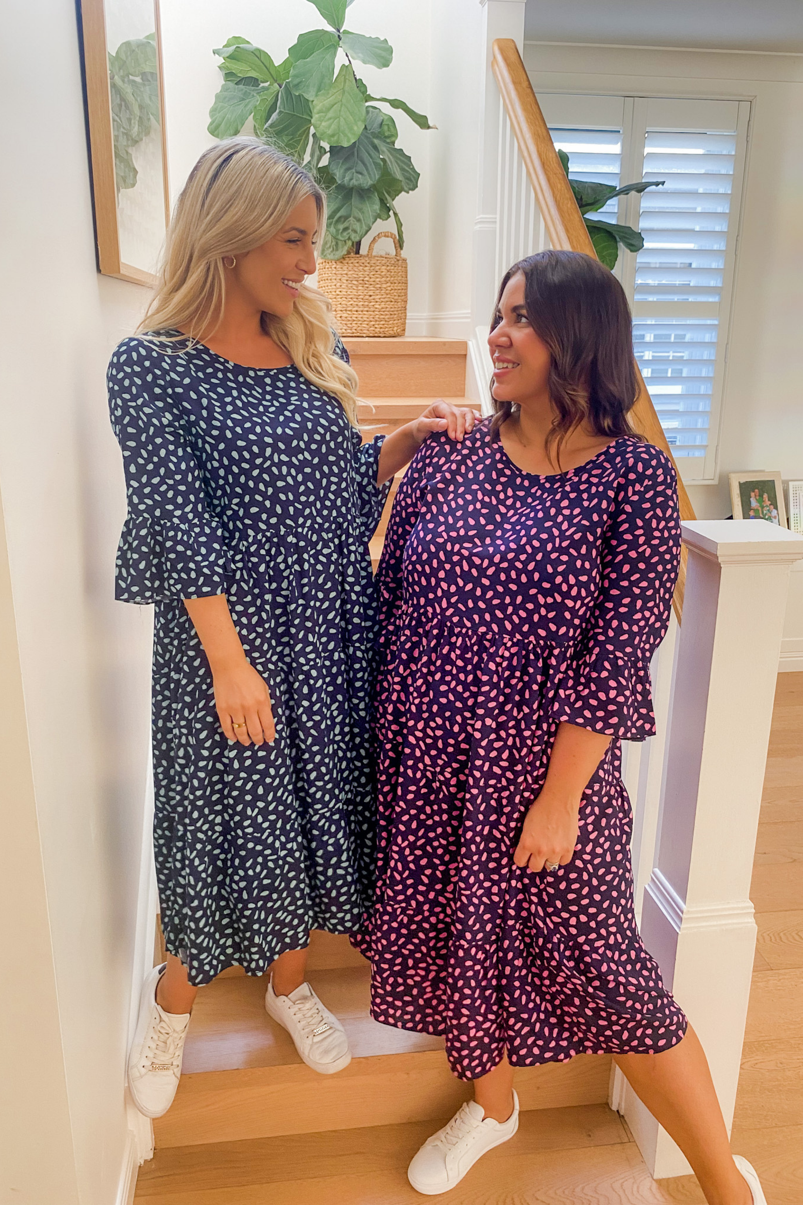 Spot print midi sales dress