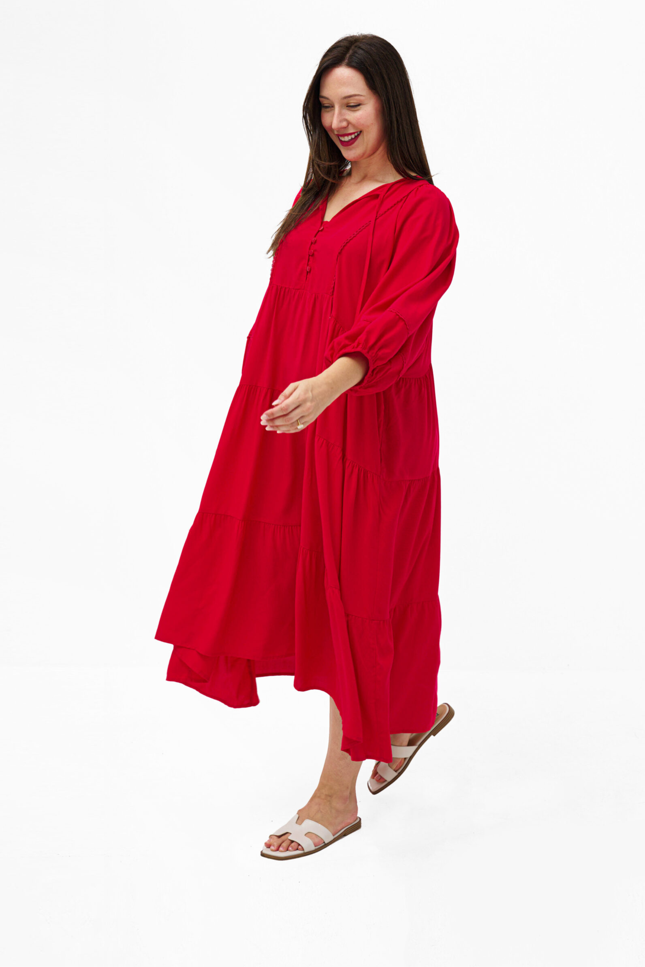 HATTIE Midi Dress in Red