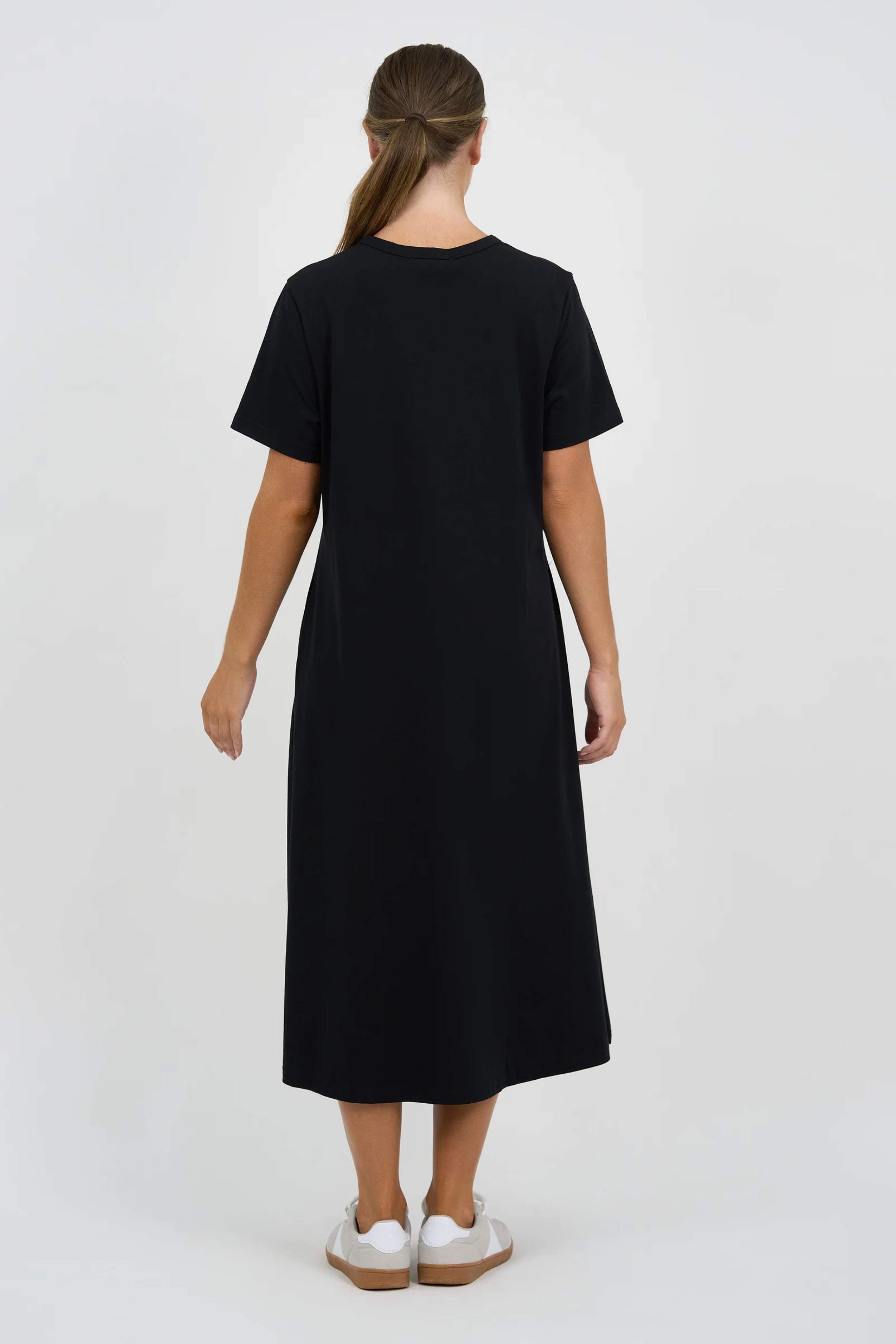 **Pre-Order** Tilly Cotton Jersey Stripe Dress - Black