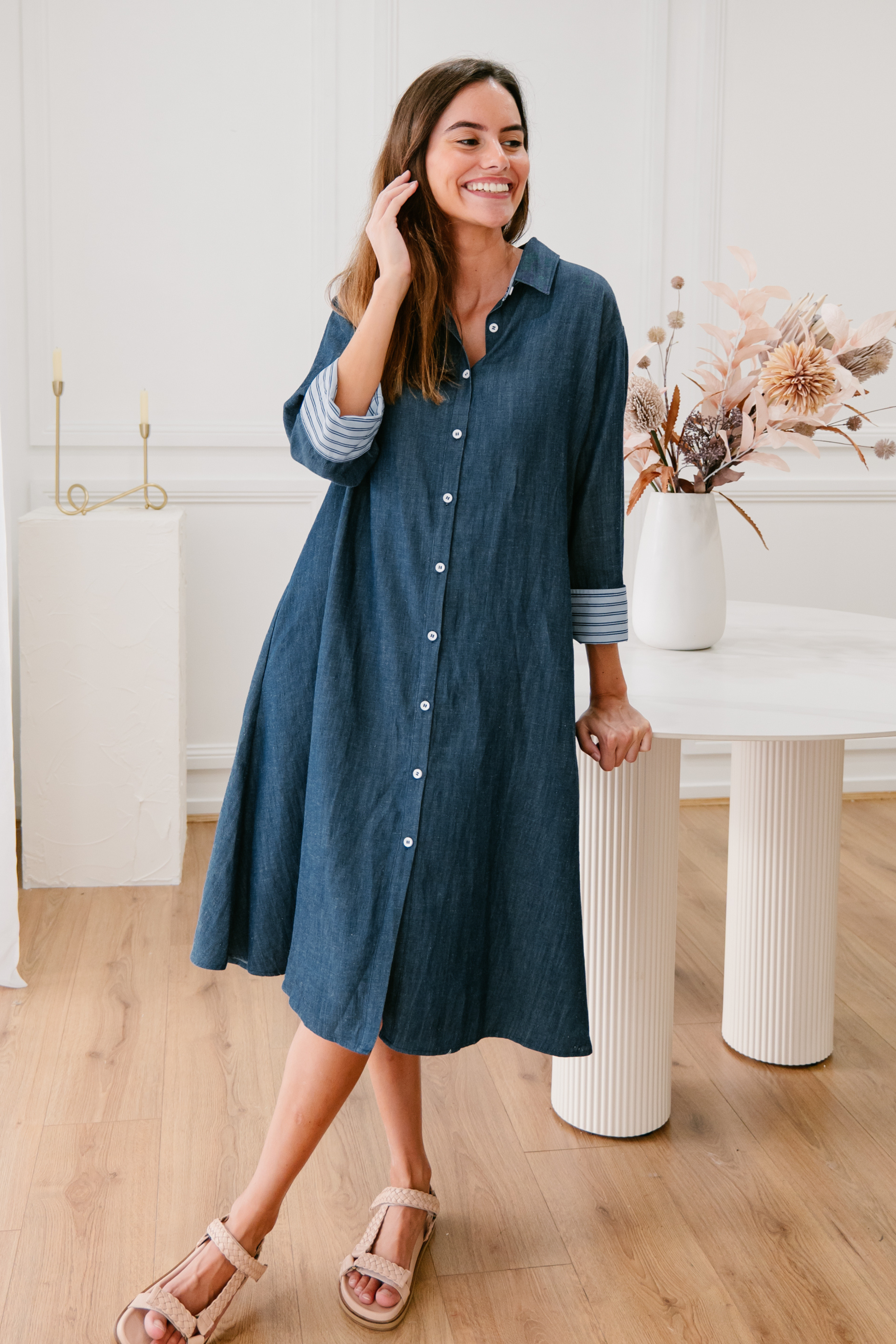 HERMIONE Shirt Dress in Denim