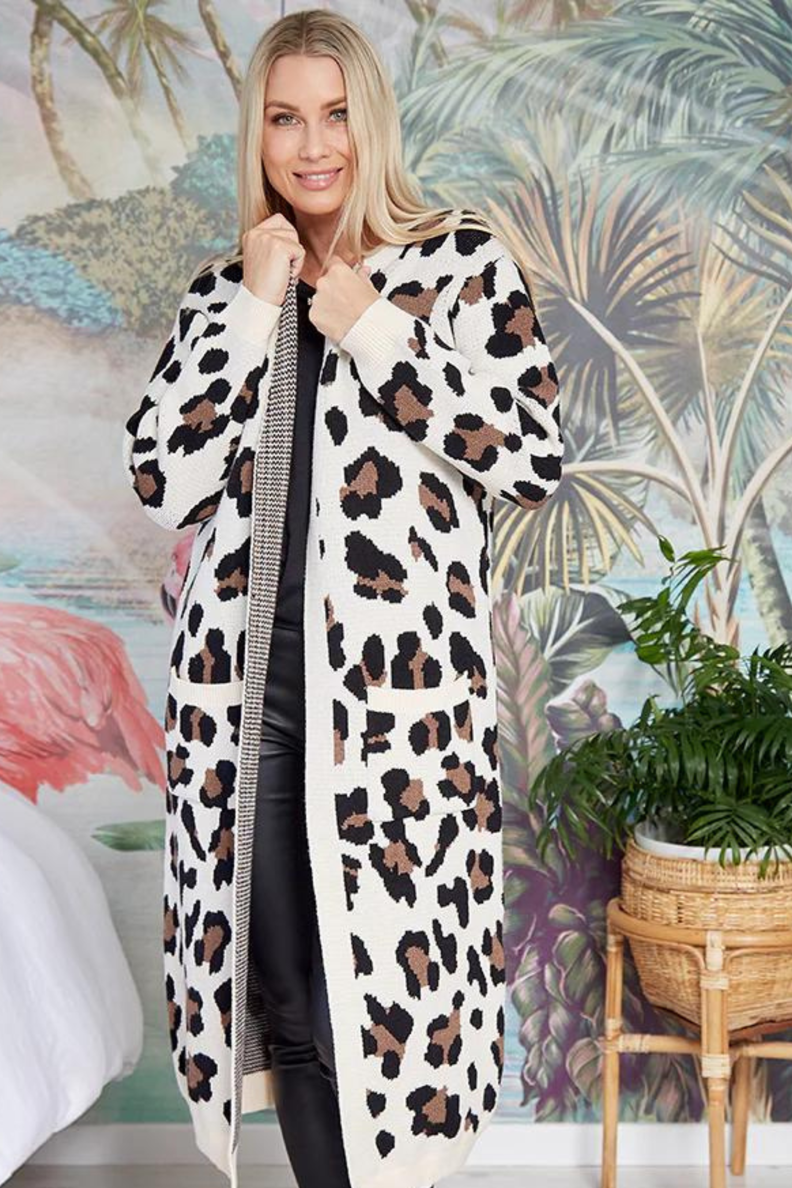 LOTTIE Longline Cardigan in Animal Print