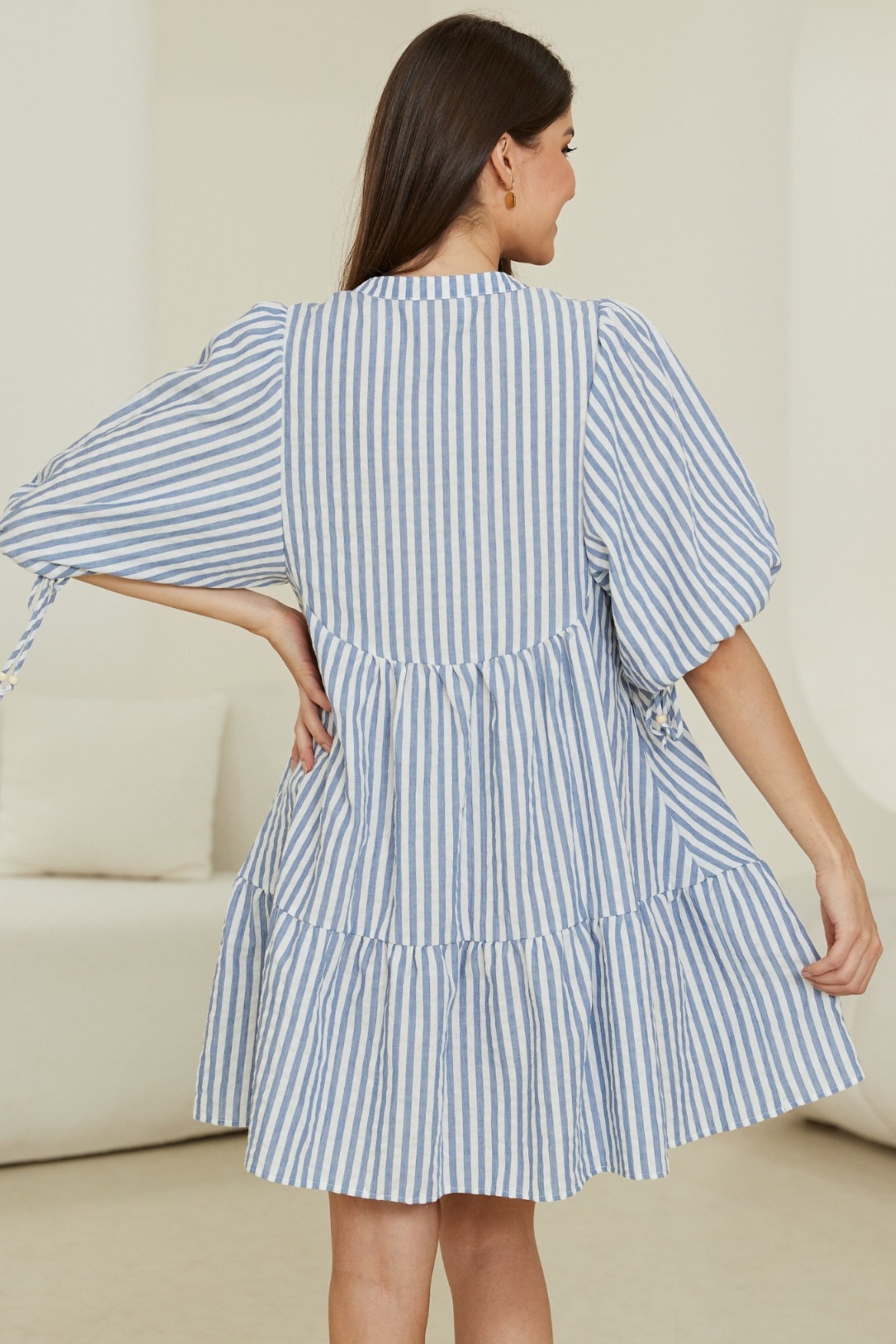 MARNI Dress in Blue and White Stripe