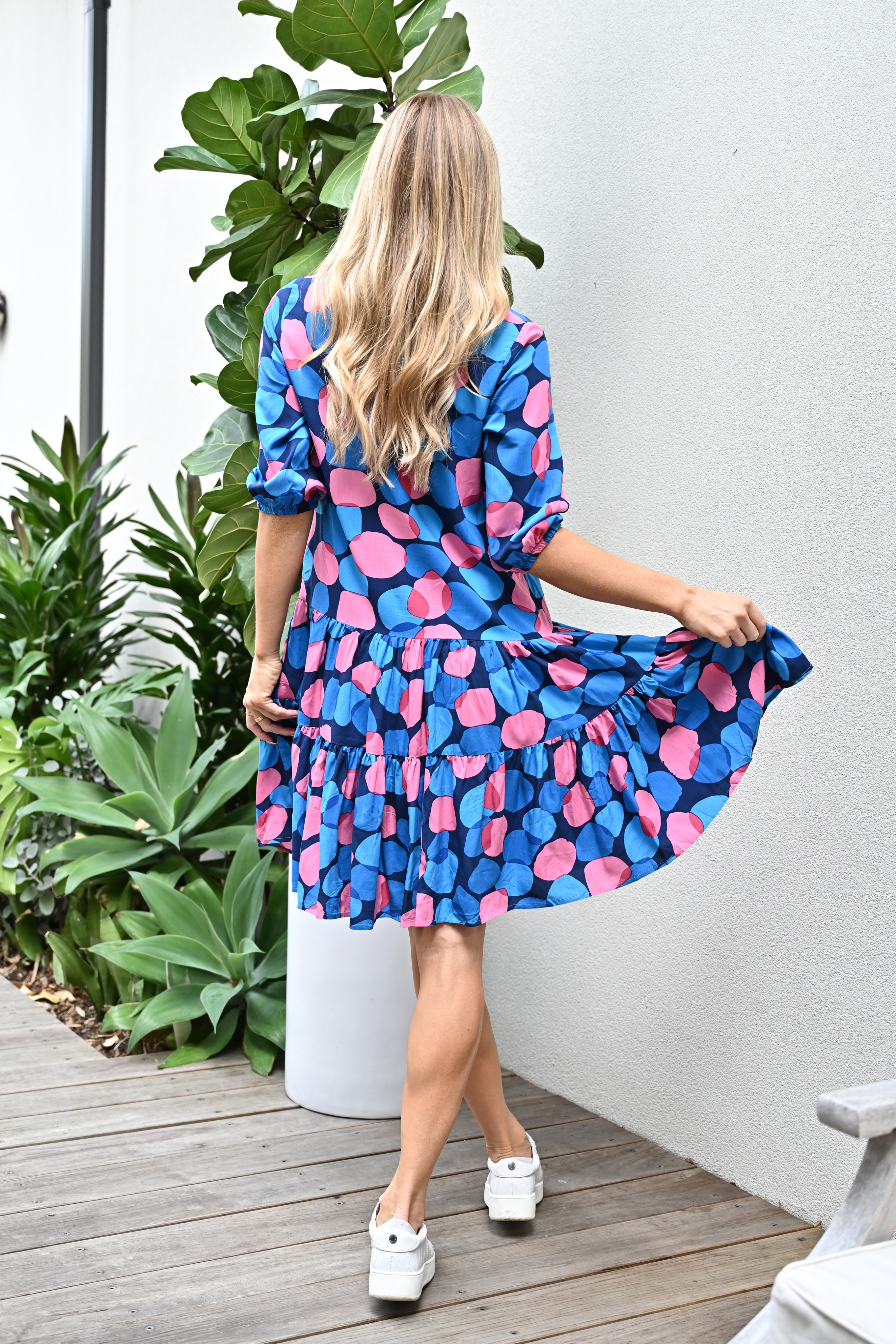 REMY Mini Dress in Blue and Pink