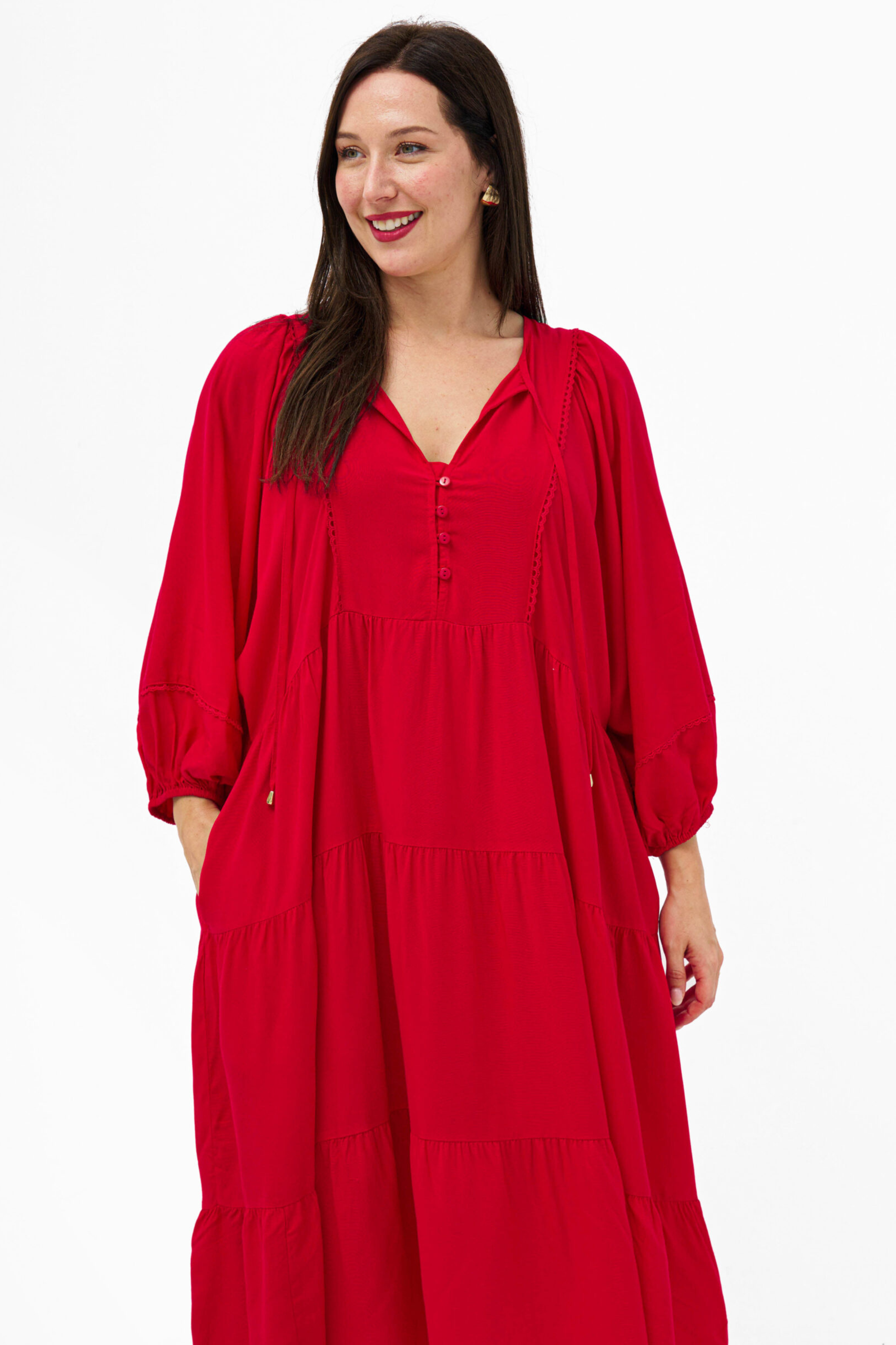 HATTIE Midi Dress in Red