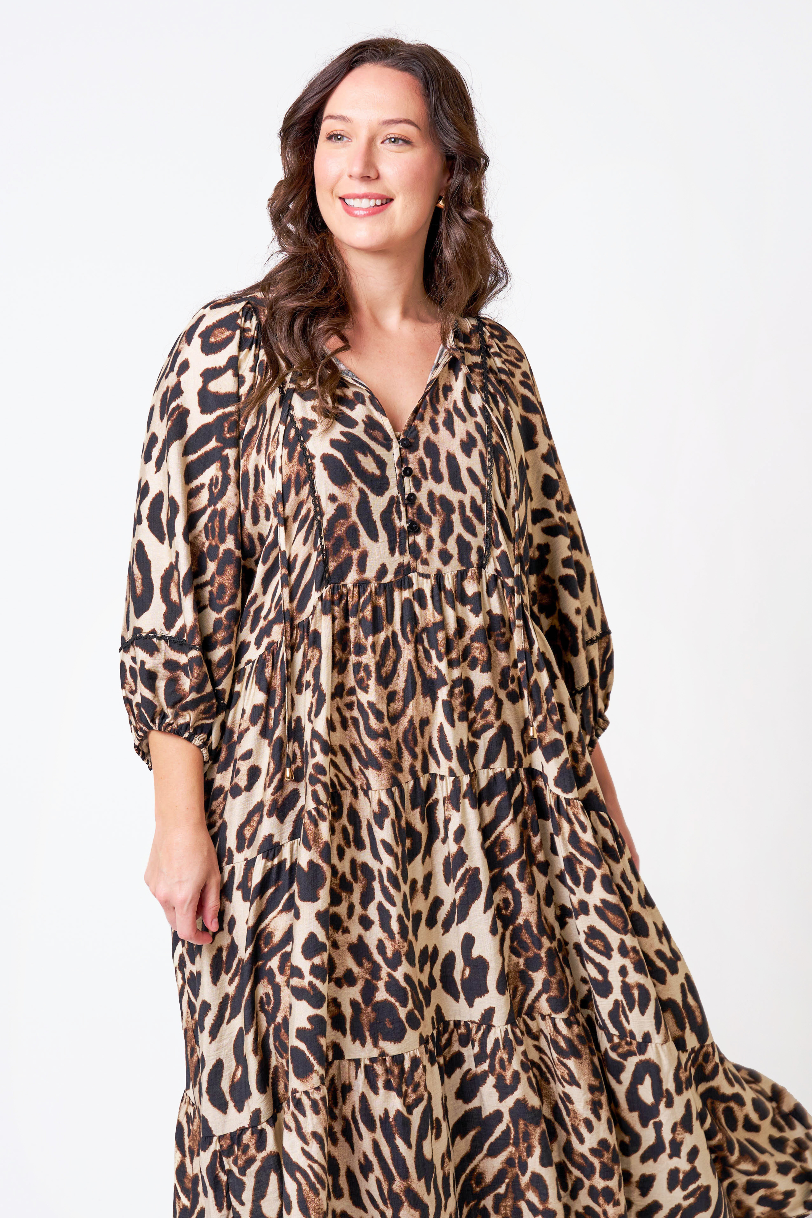 HATTIE Midi Dress in Animal Print