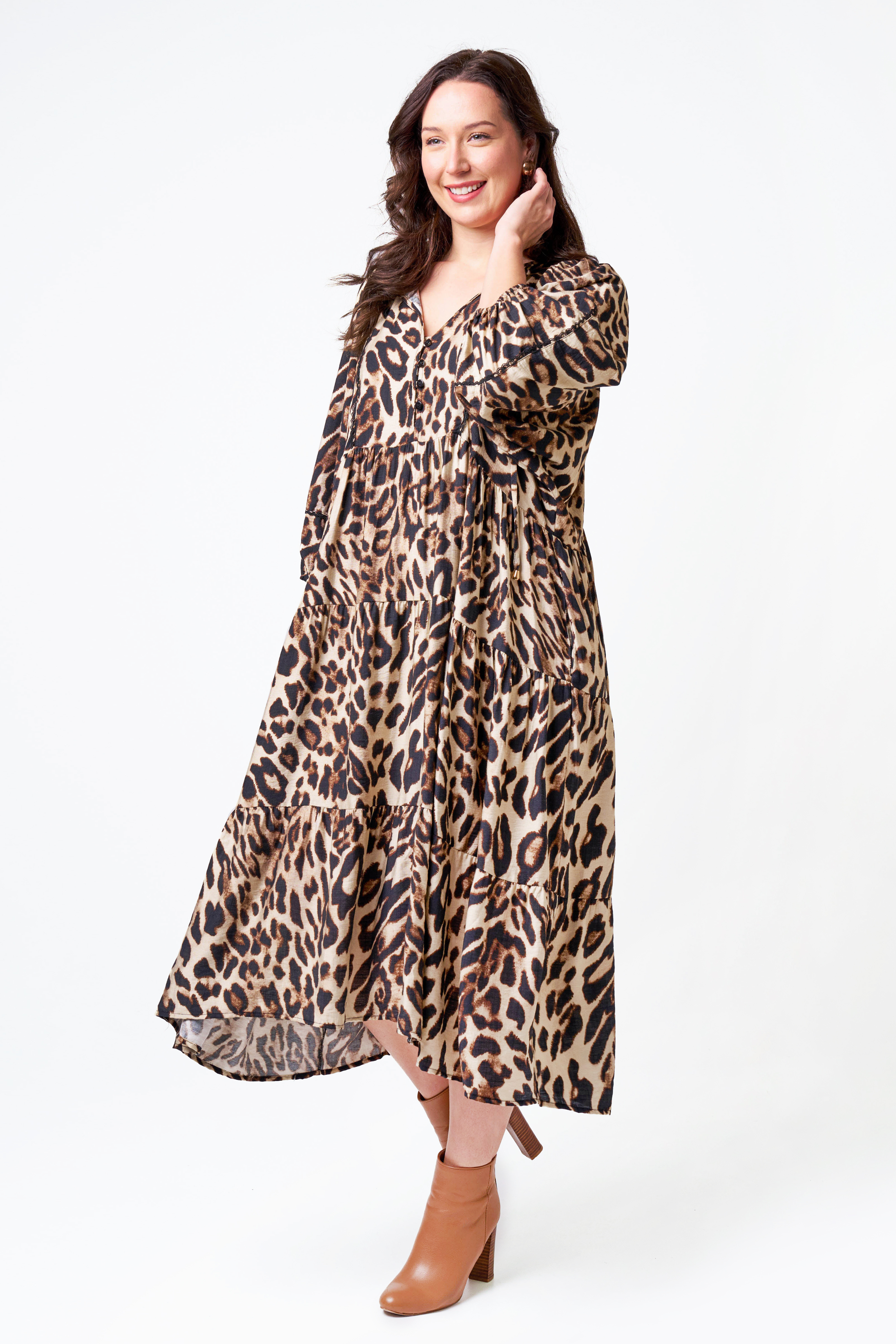 HATTIE Midi Dress in Animal Print