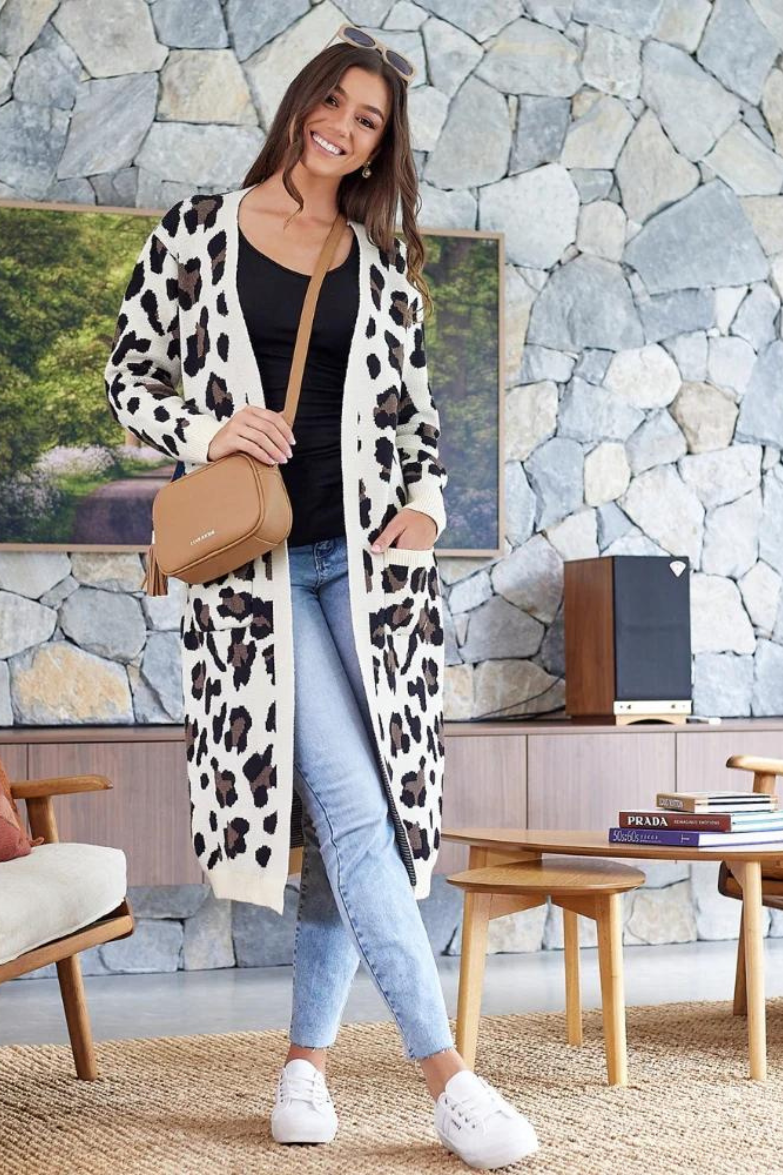 LOTTIE Longline Cardigan in Animal Print