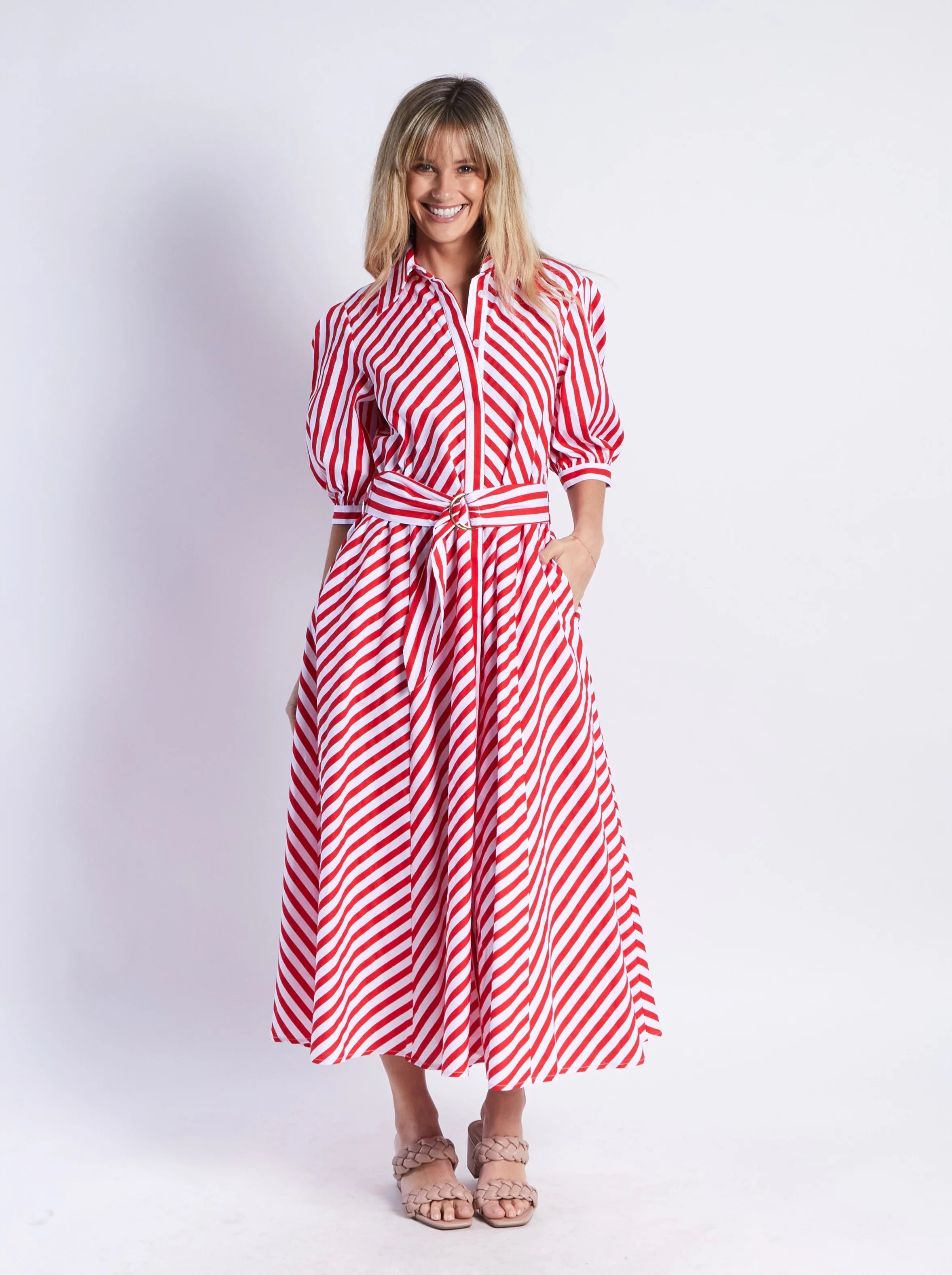 Bianca Maxi Dress in Navy and White Stripe