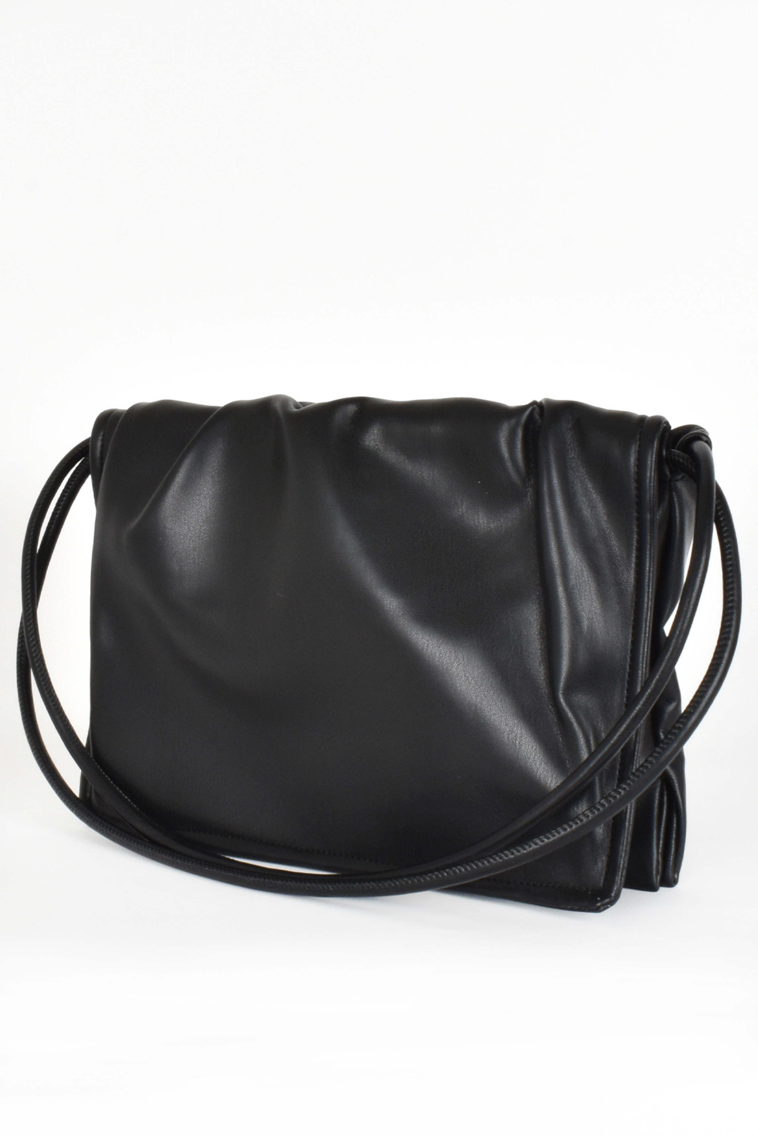Arabella gathered foldover shoulder bag in Black