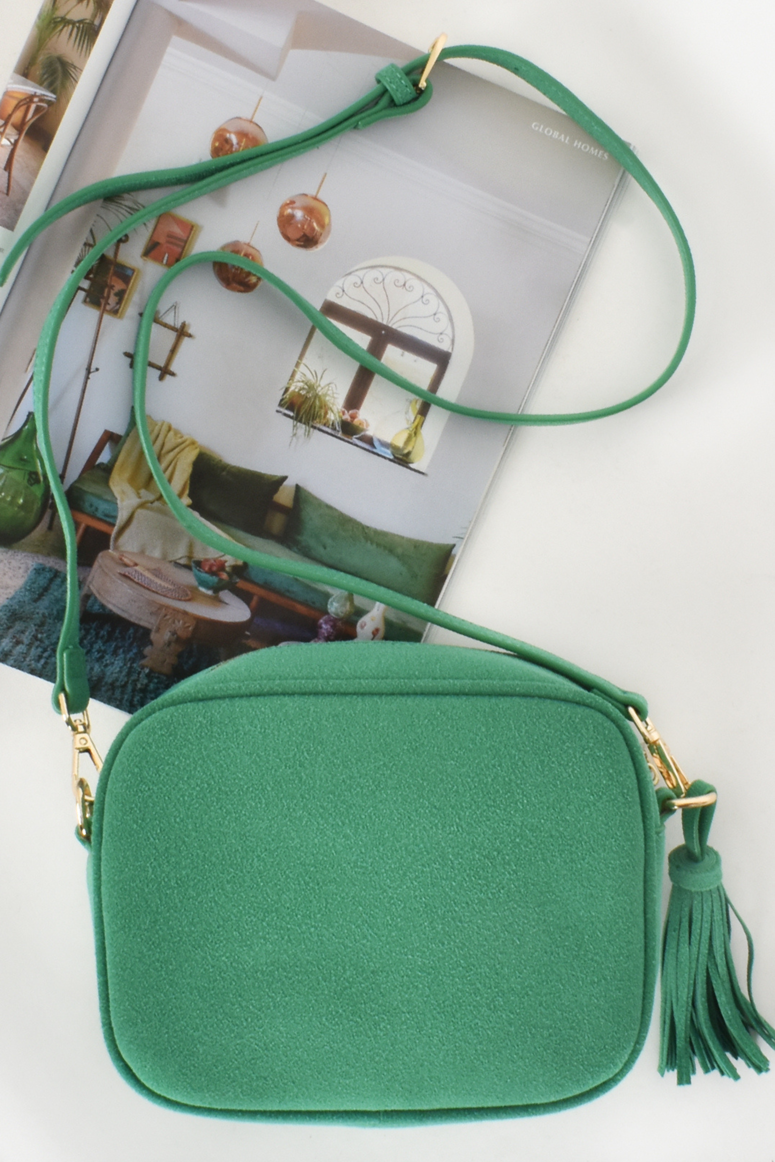 Leoni Faux Suede Camera Bag (Green)